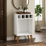 Mesa Auxiliar Botellero Bertolini RT 3142 para Sala con 4 Porta Botellas color Blanco