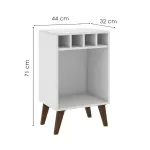 Medidas de Mini bar Botellero Bertolini RT 3142 Mesa Auxiliar para Sala con 4 Porta Botellas color Blanco