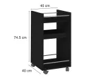Medidas de Carrito Auxiliar de Cocina y Comedor Bertolini Brito Mini bar Botellero, Carrito servicio con Ruedas color Negro