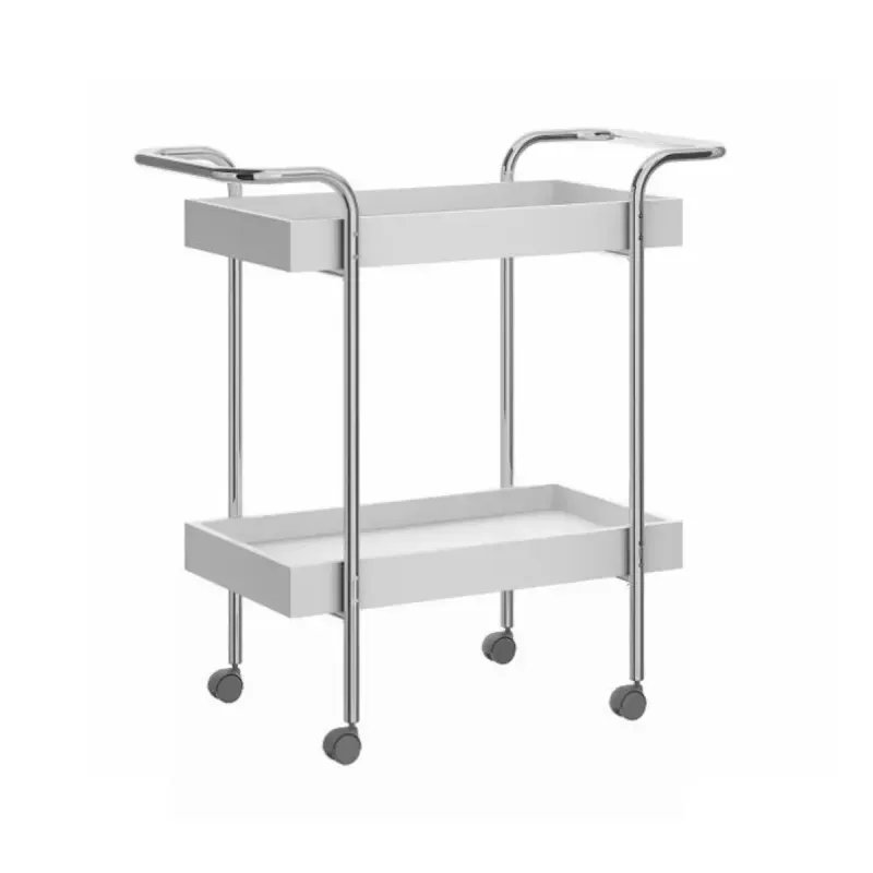 Carrito Auxiliar de Cocina y Comedor Bertolini 1284, Carrito servicio con Ruedas color Blanco Cromado