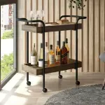 Ambiente Carrito Auxiliar de Cocina y Comedor Bertolini 1284, Carrito servicio con Ruedas color Legno Negro