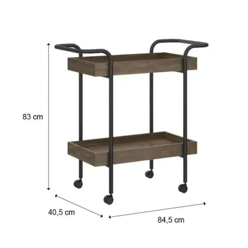 Medidas Carrito Auxiliar de Cocina y Comedor Bertolini 1284, Carrito servicio con Ruedas color Legno Negro