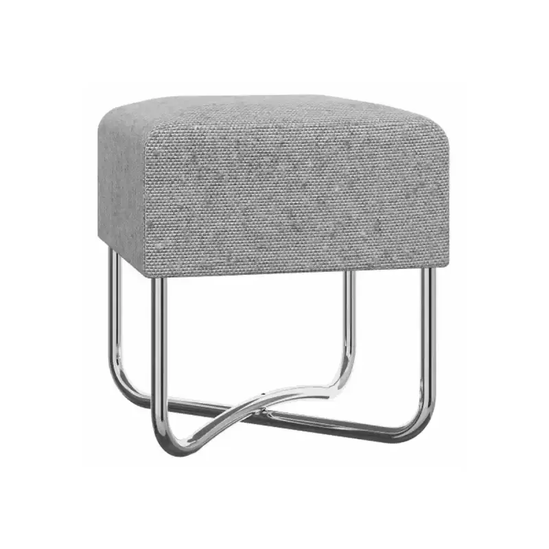Banco Auxiliar para Sala o Comedor Moderno Bertolini 1282 Puff Minimalista color Alaska con Patas Cromadas