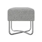 Banco Auxiliar para Tocador o Comedor Moderno Bertolini 1282 Puff Minimalista color Alaska con Patas Cromadas
