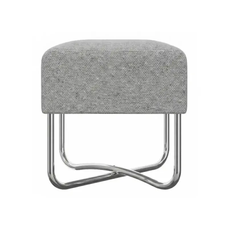Banco Auxiliar para Tocador o Comedor Moderno Bertolini 1282 Puff Minimalista color Alaska con Patas Cromadas