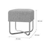 Medidas de Banco Auxiliar para Sala o Comedor Moderno Bertolini 1282 Puff Minimalista color Alaska con Patas Cromadas