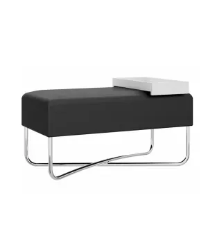 Puff Grande Bertolini 1281 con 1 Estante color Blanco y Negro Cromado
