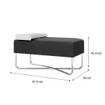 Medidas de Banca Auxiliar para Sala o Comedor Moderno Bertolini 1281 Puff Grande Minimalista con 1 Estante color Blanco y Negro Cromado