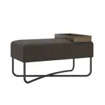 Banca Auxiliar para Sala o Comedor Moderno Bertolini 1281 Puff Grande Minimalista con 1 Estante color Legno Onix Negro