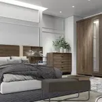 Banca Auxiliar para Sala Moderno Bertolini 1281 Puff Grande Minimalista con 1 Estante color Legno Onix Negro
