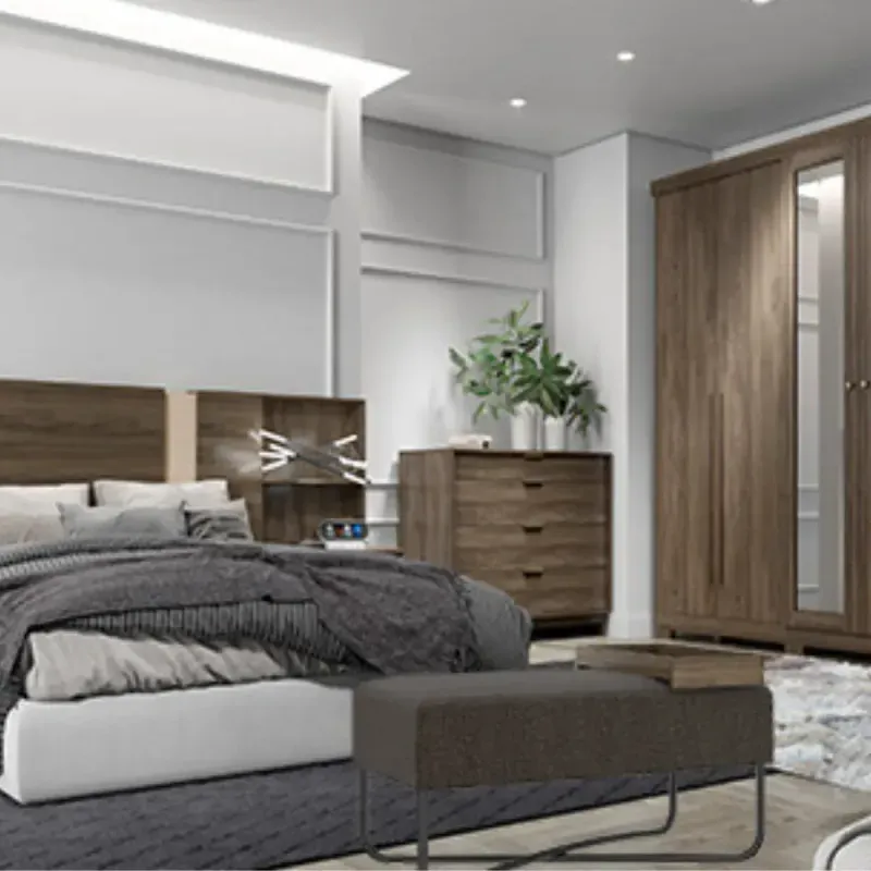Banca Auxiliar para Sala Moderno Bertolini 1281 Puff Grande Minimalista con 1 Estante color Legno Onix Negro