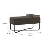 Medidas de Banca Auxiliar para Sala o Comedor Moderno Bertolini 1281 Puff Grande Minimalista con 1 Estante color Legno Onix Negro
