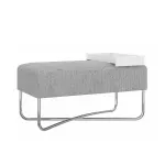 Banca Auxiliar para Sala o Comedor Moderno Bertolini 1281 Puff Grande Minimalista con 1 Estante color Alaska Cromado