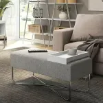 Banca Auxiliar para Sala o Comedor Moderno Bertolini 1281 Minimalista con 1 Estante color Alaska Cromado
