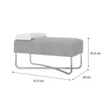 Medidas de Banca Auxiliar para Sala o Comedor Moderno Bertolini 1281 Puff Grande Minimalista con 1 Estante color alaska Cromado