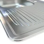 Detalle Tarja Fregadero de Acero Inoxidable Bertolini Titan para Empotrar 80x50 Satinado