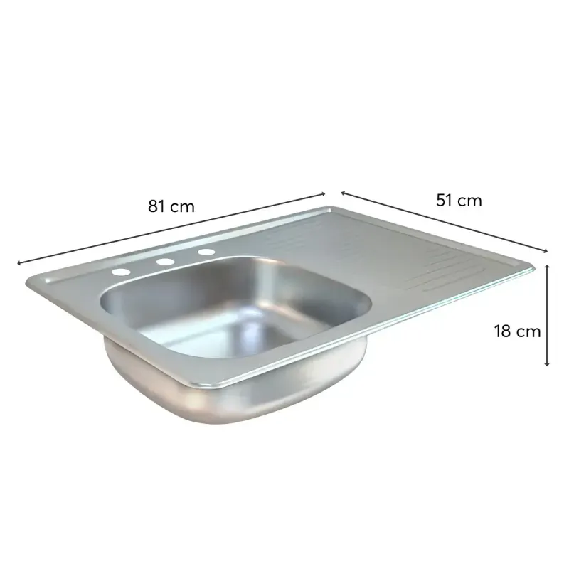 Medidas Tarja Fregadero de Acero Inoxidable Bertolini Titan para Empotrar 80x50 Satinado