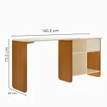 Medidas de Escritorio Moderno para Computadora Extendido Bertolini Nomad Escritorio de Madera MDP con 4 Nichos color Cerezo Off White