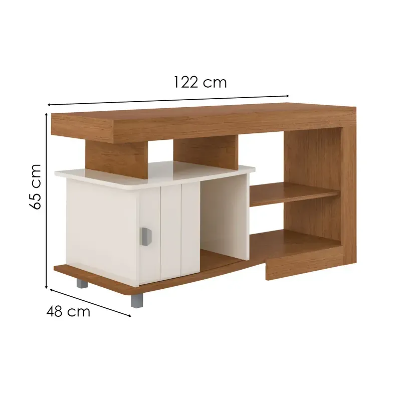 Medidas Mueble de TV Moderno hasta 50 Pulgadas Royal Centro de Entretenimiento Minimalista Cinamomo Off White