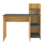 Escritorio para Computadora Moderno de Madera MDP Bertolini Link, 4 nichos color Roble Grafito