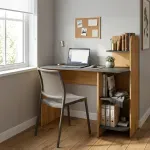 Escritorio para Computadora Bertolini Link Escritorio con Librero Moderno Madera MDP, 4 nichos color Roble Grafito