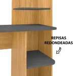 Detalle Escritorio para Computadora Bertolini Link Escritorio con Librero Moderno Madera MDP, 4 nichos color Roble Grafito