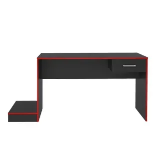 Escritorio para Computadora Bertolini Gamer 1 Cajón 1 Estante Elevado color Negro Rojo