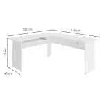 Medidas de Escritorio en L Moderno para Computadora y Oficina Bertolini Cannes Escritorio de Madera MDP con 1 cajón color Blanco