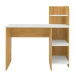 Escritorio para Computadora Moderno de Madera MDP Bertolini Link, 4 nichos color Roble Blanco