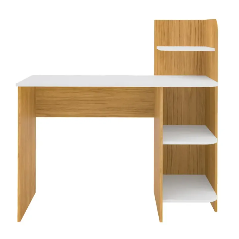 Escritorio para Computadora Moderno de Madera MDP Bertolini Link, 4 nichos color Roble Blanco