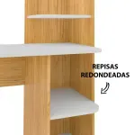 Detalle Escritorio para Computadora Bertolini Link Escritorio con Librero Moderno Madera MDP, 4 nichos color Roble Blanco