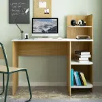 Escritorio para Computadora Bertolini Link Escritorio con Librero Moderno Madera MDP, 4 nichos color Roble Blanco