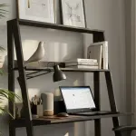 Mesa para PC en forma de A Moderna Armable Bertolini E 960  con Estantes de Madera MDP color Negro