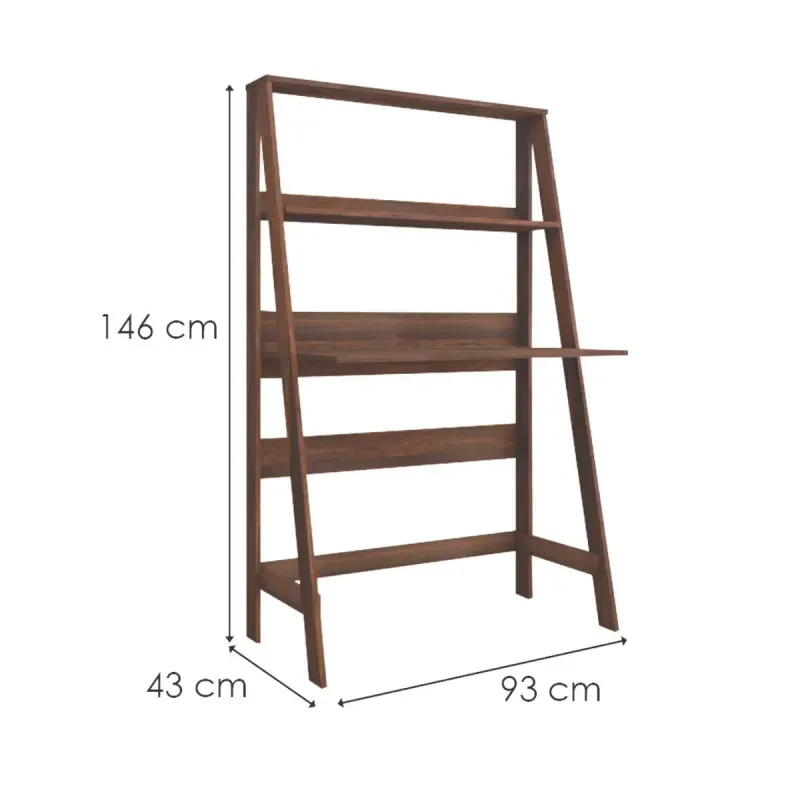 Medidas Escritorio para Computadora Armable Bertolini E 960 Mesa para PC en forma de A de Moderna con Estantes de Madera MDP color Imbuia