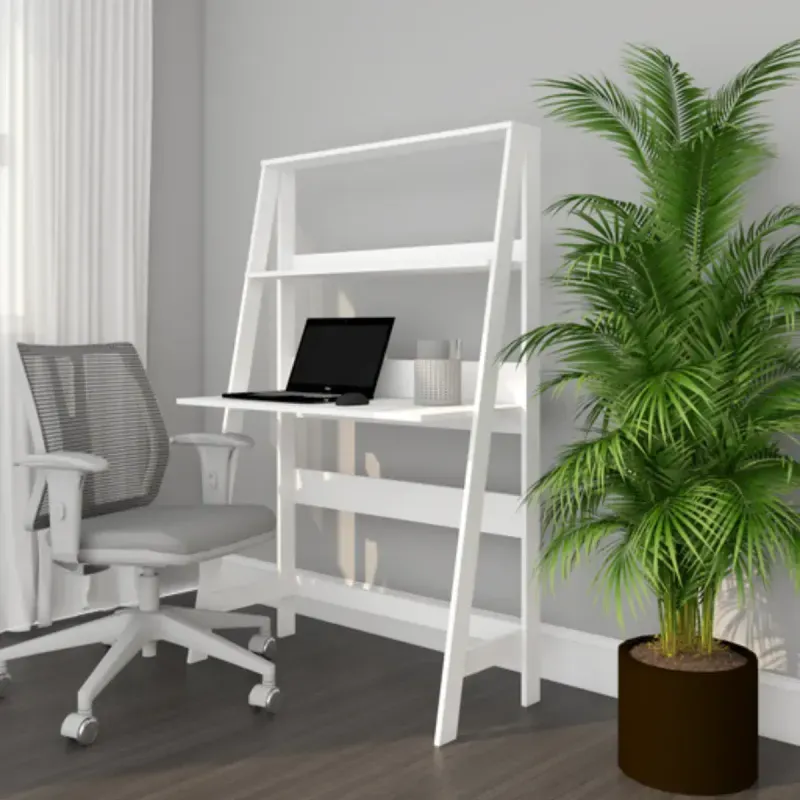Escritorio para Computadora Armable Bertolini E 960 Mesa para PC en forma de A de Moderna con Estantes color Blanco