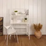 Escritorio para Computadora Armable Bertolini E 960 Mesa para PC en forma de A de Moderna con Estantes color Blanco