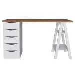Escritorio para Computadora Armable de Madera MDP Bertolini Spirit 5 Cajones color Nogal y Blanco