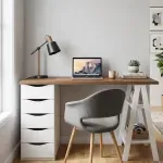 Escritorio para Computadora de Madera MDP Bertolini Spirit 5 Cajones color Nogal y Blanco