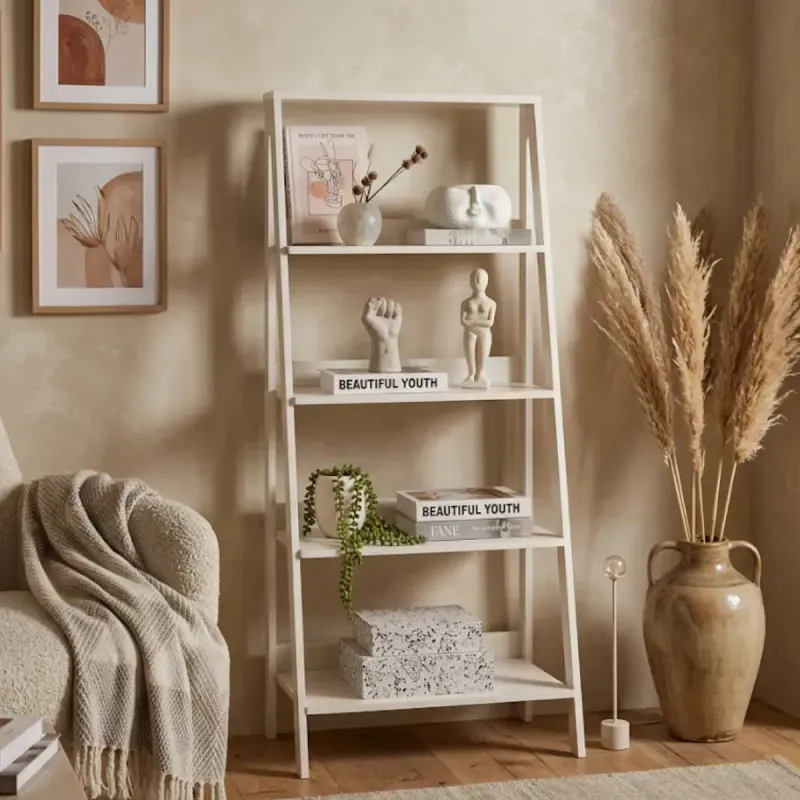 Estantería Librero Minimalista Bertolini E 959 Mueble para Libros Moderno con 4 nichos color Blanco
