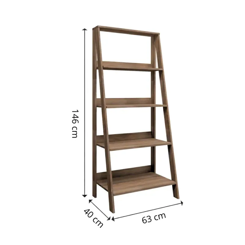 Medidas de Estantería Librero Minimalista Armable Bertolini E 959 Mueble para Libros Moderno con 4 nichos color Imbuia