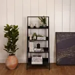 Estantería Librero Minimalista Bertolini E 959 Mueble para Libros Moderno con 4 nichos color Negro