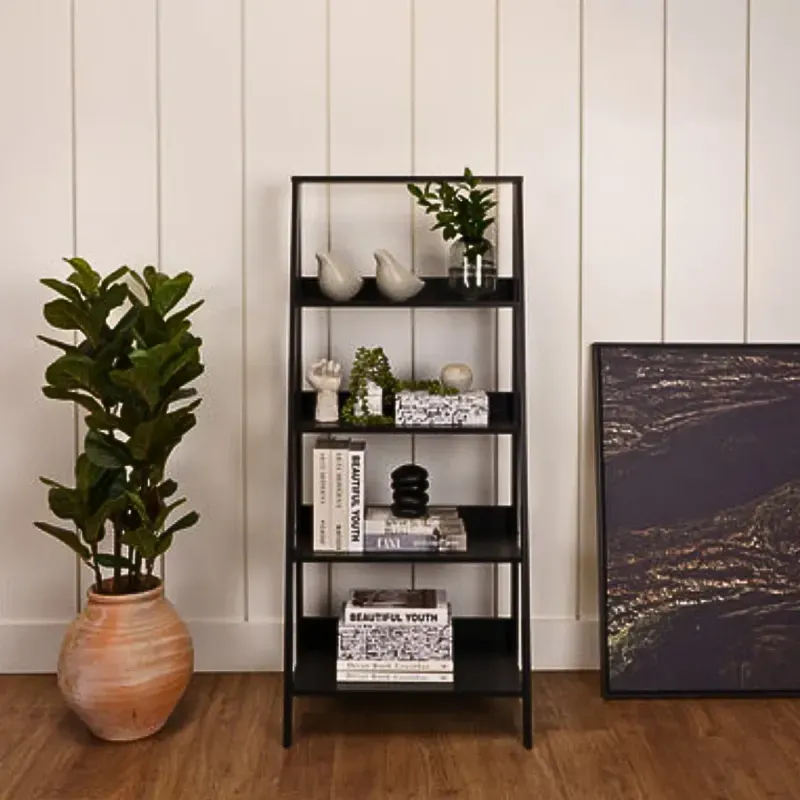 Estantería Librero Minimalista Bertolini E 959 Mueble para Libros Moderno con 4 nichos color Negro