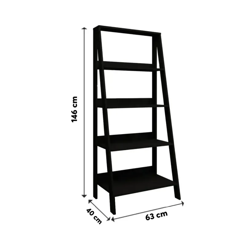 Medidas de Estantería Librero Minimalista Armable Bertolini E 959 Mueble para Libros Moderno con 4 nichos color Negro