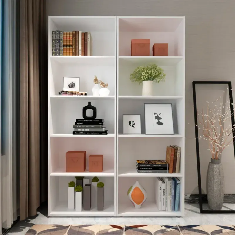 Dúo de Estantería Librero Armable Moderno Bertolini Multy Librería Organizador con 4 entrepaños color Blanco