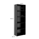 Medidas de Estantería Librero Armable Moderno Bertolini Multy Librería Organizador con 4 entrepaños color Negro