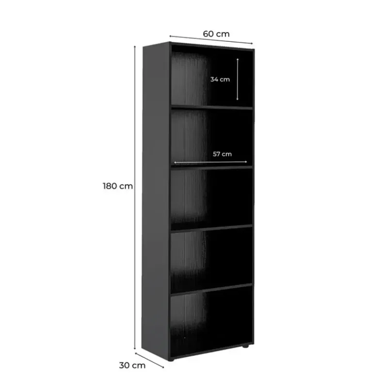 Medidas de Estantería Librero Armable Moderno Bertolini Multy Librería Organizador con 4 entrepaños color Negro