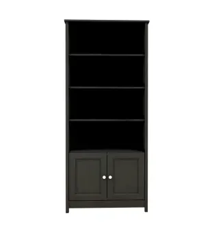 Estantería Librero Bertolini E 958 con 4 nichos 2 puertas color Negro