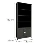 Medidas de Estantería Librero Organizador Minimalista Bertolini E 958 Estante de Almacenamiento Moderno con 4 nichos color Negro