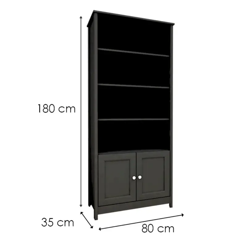 Medidas de Estantería Librero Organizador Minimalista Bertolini E 958 Estante de Almacenamiento Moderno con 4 nichos color Negro