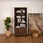 Estantería Librero Organizador Minimalista E 958 Estante de Almacenamiento Moderno con 4 nichos color Imbuia
